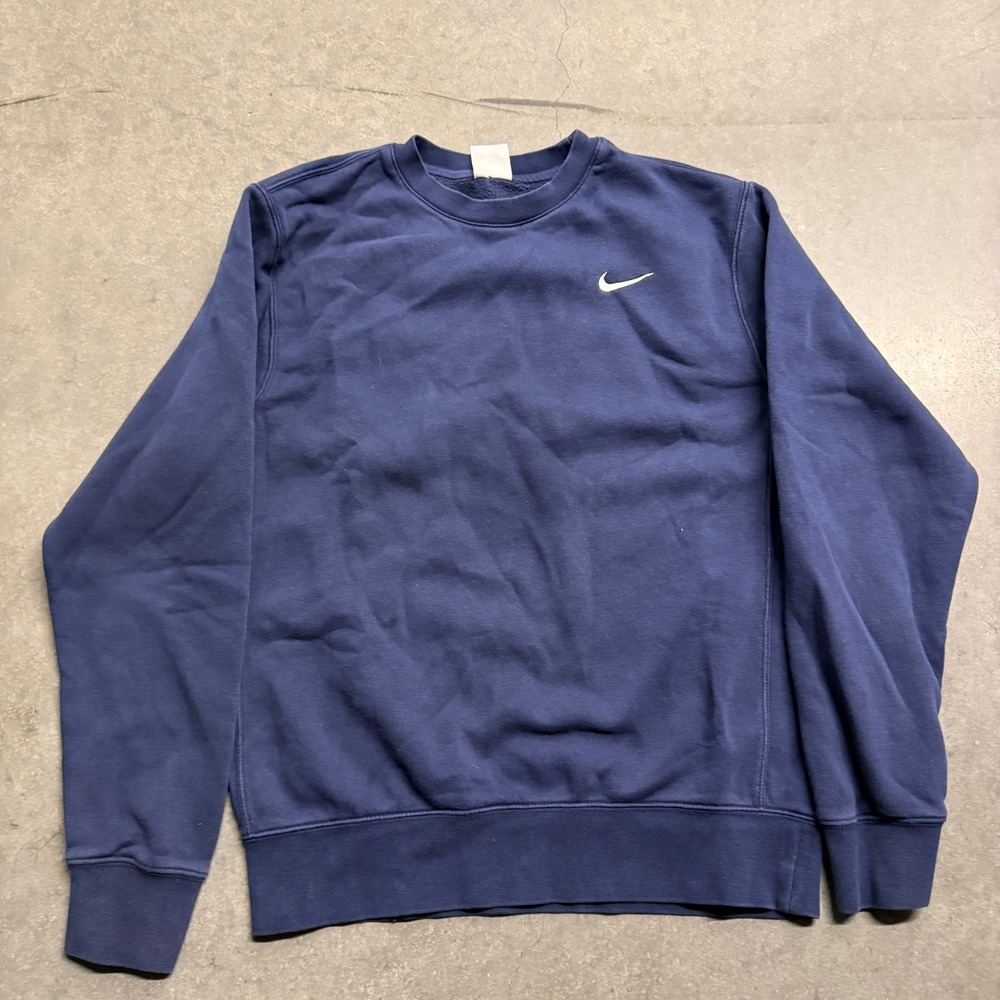 Nike Mens Sportswear Crewneck Sweatshirt Navy Blue Embroidered Swoosh Small